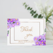 Lila Daisis/Goldtrim Dankeskarte (Stehend Vorderseite)