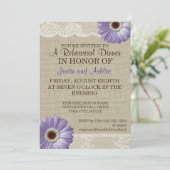 Lila Daisy and Lace Probe Dinner Party Einladung (Stehend Vorderseite)