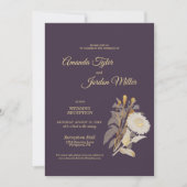 Lila Daisy Antique Hochzeitsempfang Einladung (Vorderseite)