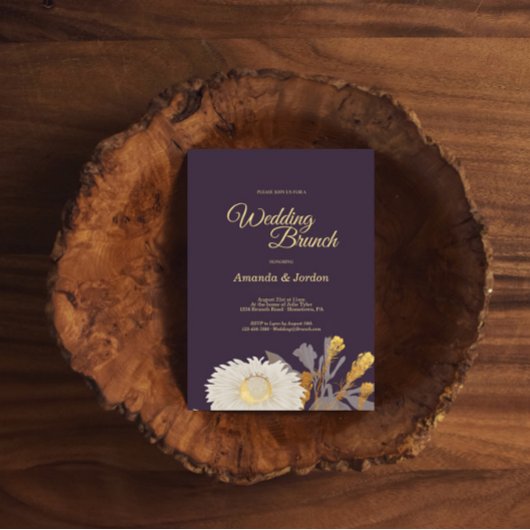 Lila Daisy Antique Wedding Brunch Einladung