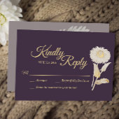 Lila Daisy Antique Wedding Response Card RSVP Karte