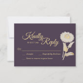 Lila Daisy Antique Wedding Response Card RSVP Karte (Vorderseite)