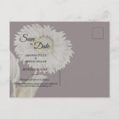 Lila Daisy Antique Wedding speichern das Datum Ankündigungspostkarte (Rückseite)