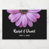 Lila Daisy auf Black Mini Schaumweinetikett (Einzelnes Label)