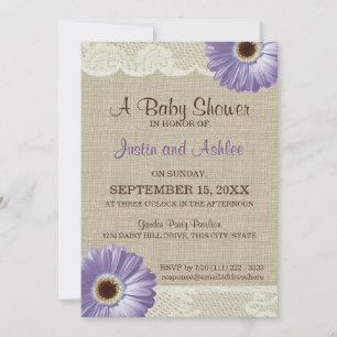 Lila Daisy Baby Dusche Einladung
