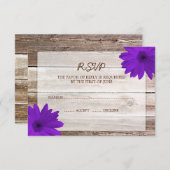 Lila Daisy Barn Wood Wedding RSVP Response Card (Vorne/Hinten)