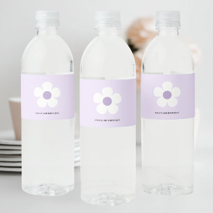 Lila Daisy Birthday   Elegantes Blumendekor Wasserflaschenetikett