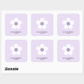Lila Daisy Birthday | Elegantes florales Party Quadratischer Aufkleber (Blatt)