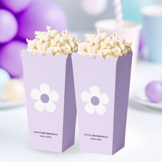 Lila Daisy Birthday Popcorn | Elegant Floral Geschenkschachtel