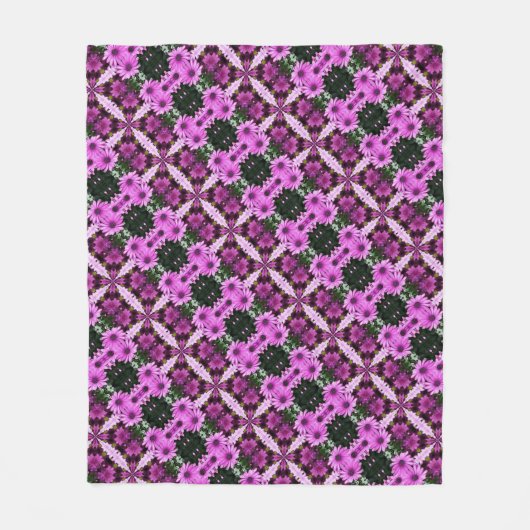Lila Daisy-Blume Abstraktes Design Fleecedecke (Vorderseite)