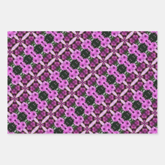 Lila Daisy-Blume Abstraktes Design Geschenkpapier Set (Vorderseite)