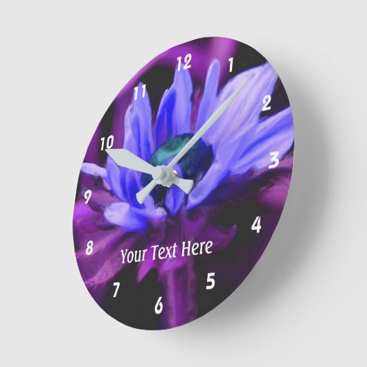 Lila Daisy Blume Art Runde Wanduhr (Winkel)