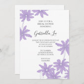 Lila Daisy-Blume auf weißem Brautparty Einladung (Vorne/Hinten)