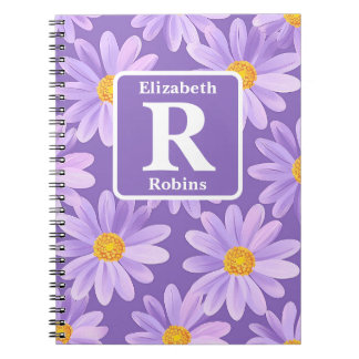 Lila Daisy-Blume blüht personalisiert Monogramm Notizblock