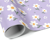 Lila Daisy Blume Botanisches Niedliches Muster Geschenkpapier (Rolleneckpunkt)