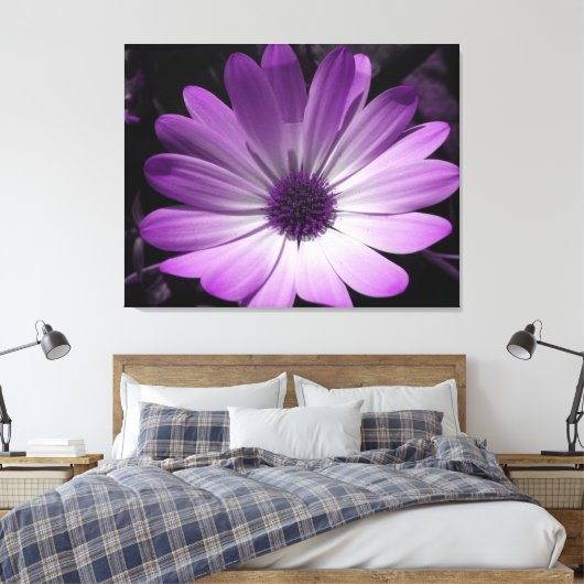 Lila Daisy Blume Canvas Print Leinwanddruck (Insitu (Schlafzimmer))