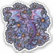 Lila Daisy Blume Dragon Aufkleber (Vorderseite)