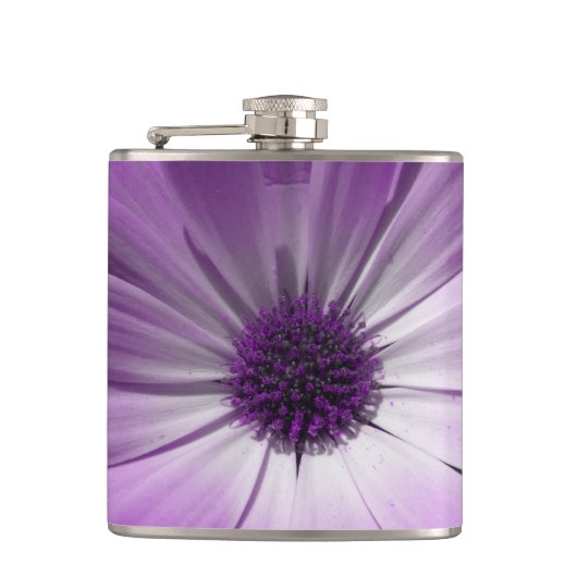 Lila Daisy-Blume Flachmann (Vorderseite)