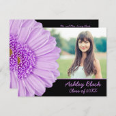 Lila Daisy Blume Foto Abschluss für sie Einladung (Vorne/Hinten)