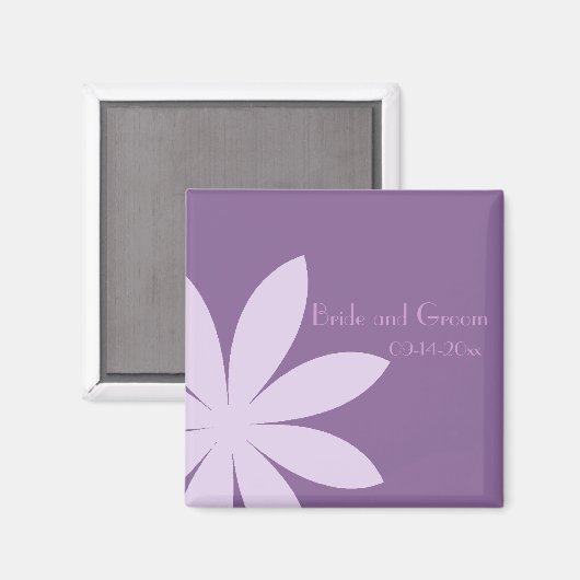 Lila Daisy-Blume Hochzeit Magnet (Vorderseite/Rückseite)