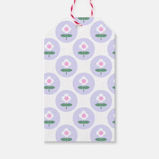 Lila Daisy Blume Kinderdusche im Bloom Party Geschenkanhänger (Vorderseite)