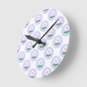 Lila Daisy Blume Kinderdusche im Bloom Party Runde Wanduhr (Winkel)