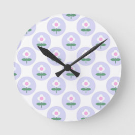 Lila Daisy Blume Kinderdusche im Bloom Party Runde Wanduhr