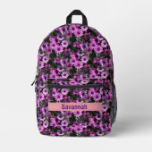 Lila Daisy Blume Muster Personalisiert Bedruckter Rucksack (Vorderseite)