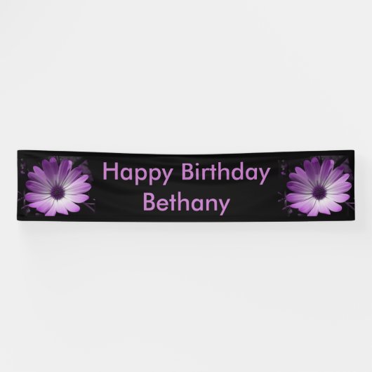 Lila Daisy Blume Personalisiert Banner (Horizontal)