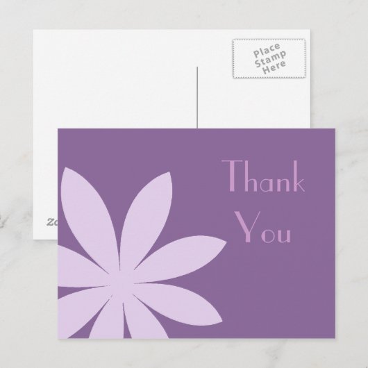 Lila Daisy Blume Vielen Dank Postkarte (Vorne/Hinten)