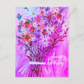 Lila Daisy Bouquet Happy Birthday Postkarte (Vorderseite)