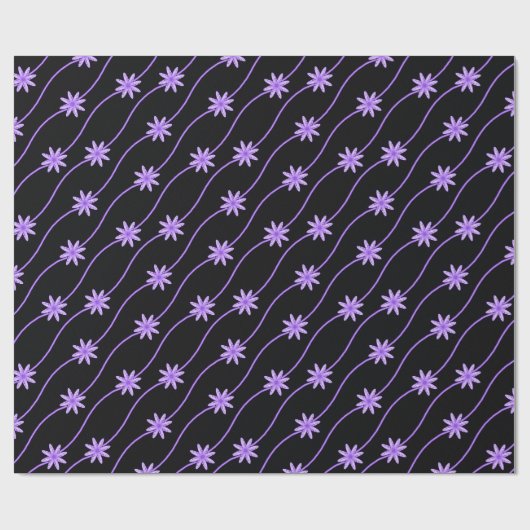 Lila Daisy Chain Floral Pattern Packpapier (Flach)