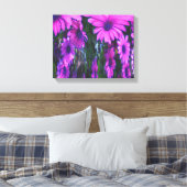 Lila Daisy Floral Abstrakt Art Leinwanddruck (Insitu (Schlafzimmer))