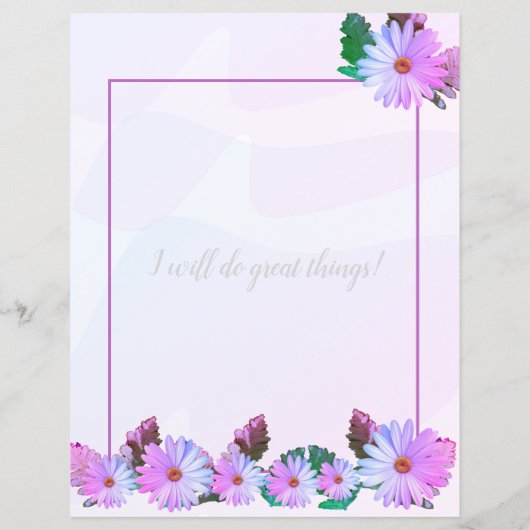 Lila Daisy Floral Lined Writer Paper (Rückseite)