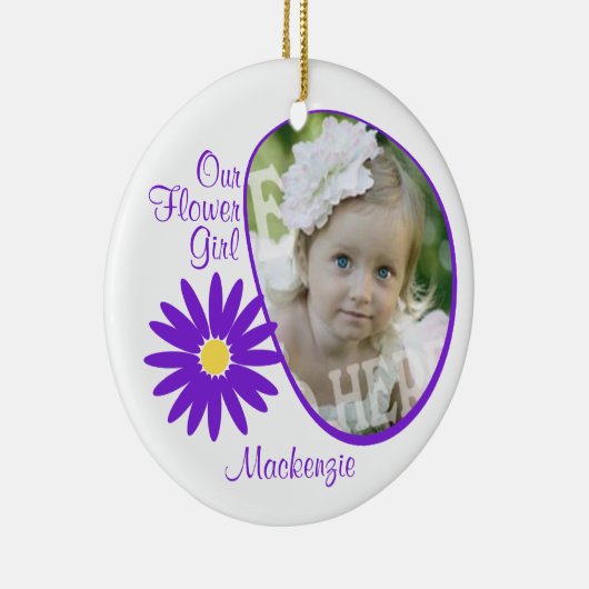 Lila Daisy Flower Girl-Foto Keramikornament (Rechts)