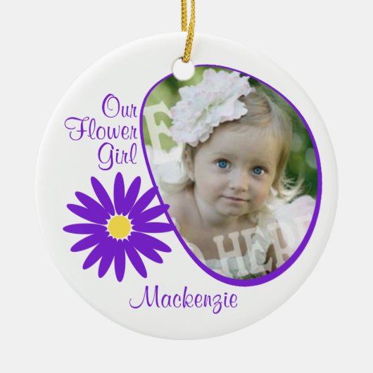 Lila Daisy Flower Girl-Foto Keramikornament (Vorne)