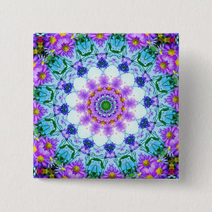 Lila Daisy Geometric Button