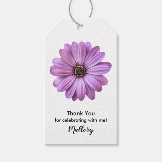 Lila Daisy Gift Tags Geschenkanhänger (Vorderseite)