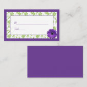 Lila Daisy Green Damask Hochzeitsfeiern Platzkarte (Vorne/Hinten)