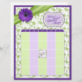 Lila Daisy Green Floral Brautparty Bingo (Vorne/Hinten)