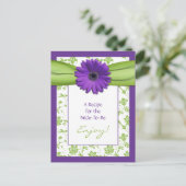 Lila Daisy Green Floral Brautparty Rezept Postkarte (Stehend Vorderseite)
