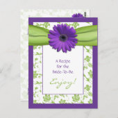 Lila Daisy Green Floral Brautparty Rezept Postkarte (Vorne/Hinten)