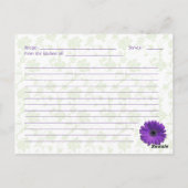 Lila Daisy Green Floral Brautparty Rezept Postkarte (Rückseite)
