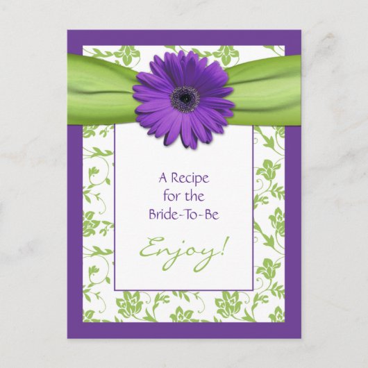 Lila Daisy Green Floral Brautparty Rezept Postkarte (Vorderseite)