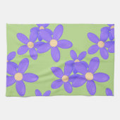 Lila Daisy Green Retro Blume Küchentücher (Horizontal)