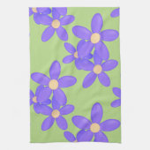Lila Daisy Green Retro Blume Küchentücher (Vertikal)