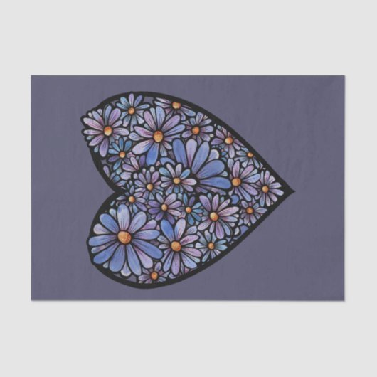 Lila Daisy Herz Seidenpapier (Vorderseite)