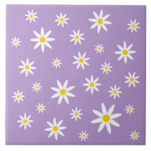 Lila Daisy Keramik Tile