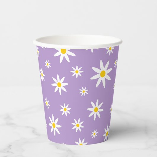 Lila Daisy Paper Cups Pappbecher (Vorderseite)