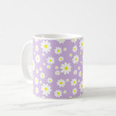 Lila Daisy Pattern Frühjahrskaffee Kaffeetasse (Vorderseite Links)